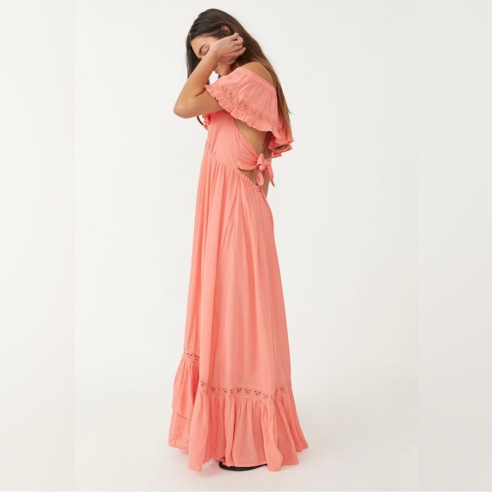 Free People Coral Off-Shoulder Maxi Dress - Picture 3 of 5